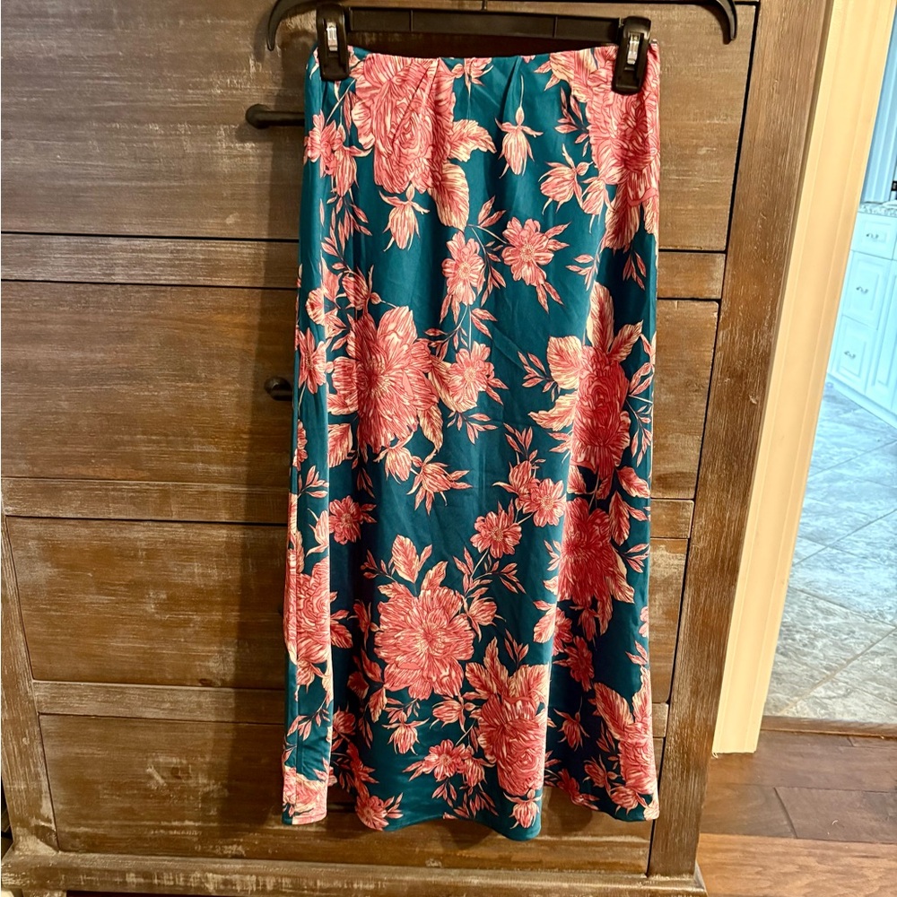 Floral Maxi Skirt in Pink and Green
